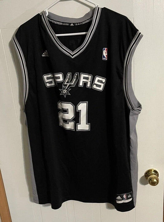 Adidas San Antonio Spurs jersey 2XL black with gray sides and number 21 on front