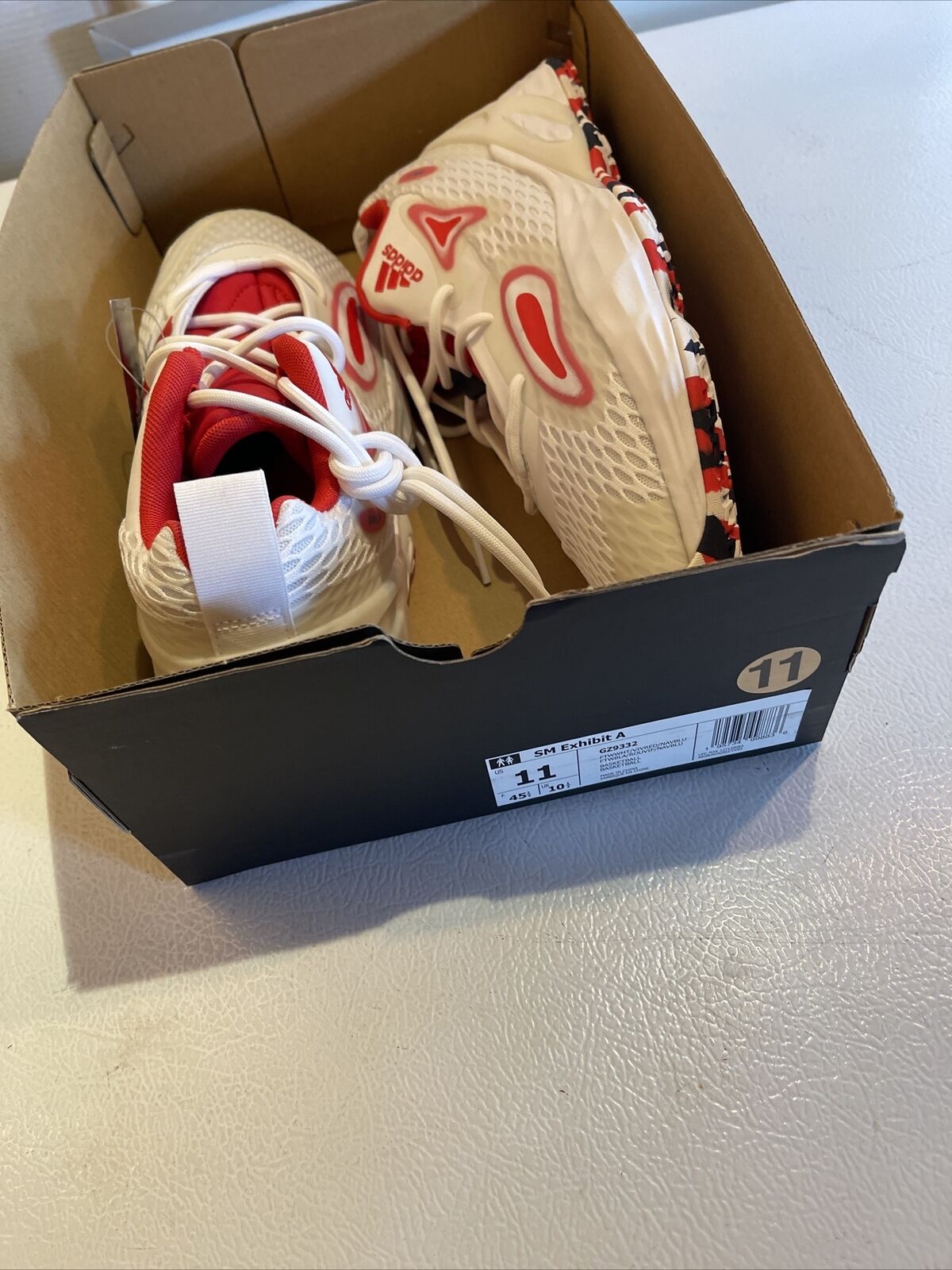 Adidas SM Exhibit A Team USA size 11 white and red athletic shoes in black shoebox