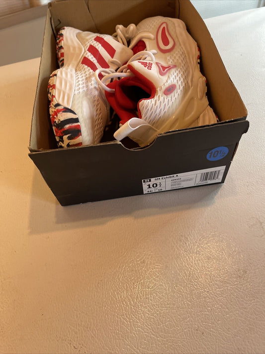 Adidas SM Exhibit A Team USA sneakers in white with red accents inside black shoe box size 10.5