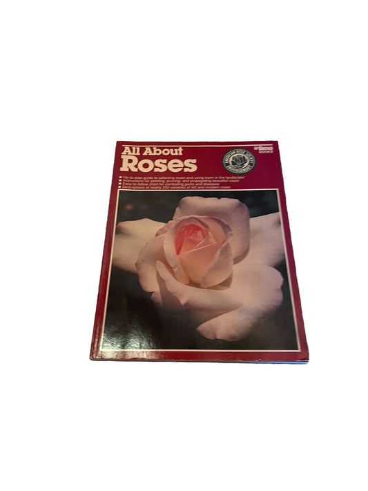 All About Roses rose gardening book with close-up image of a pale pink rose on the cover