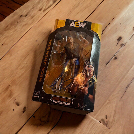 2020 All Elite Wrestling collectible Nick Jackson action figure in black and gold packaging