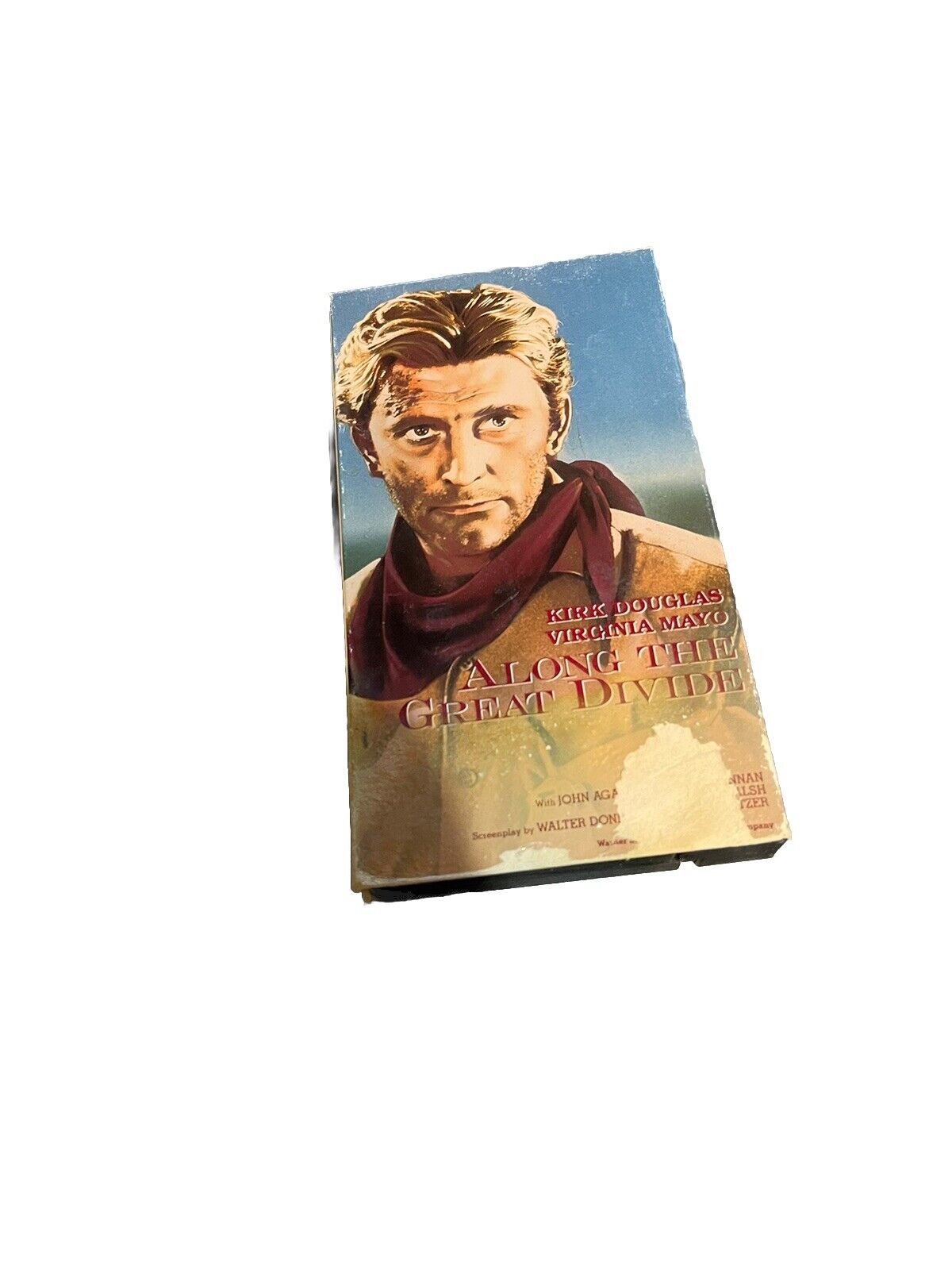 Along the Great Divide VHS tape featuring Kirk Douglas and Virginia Mayo in western movie cover art