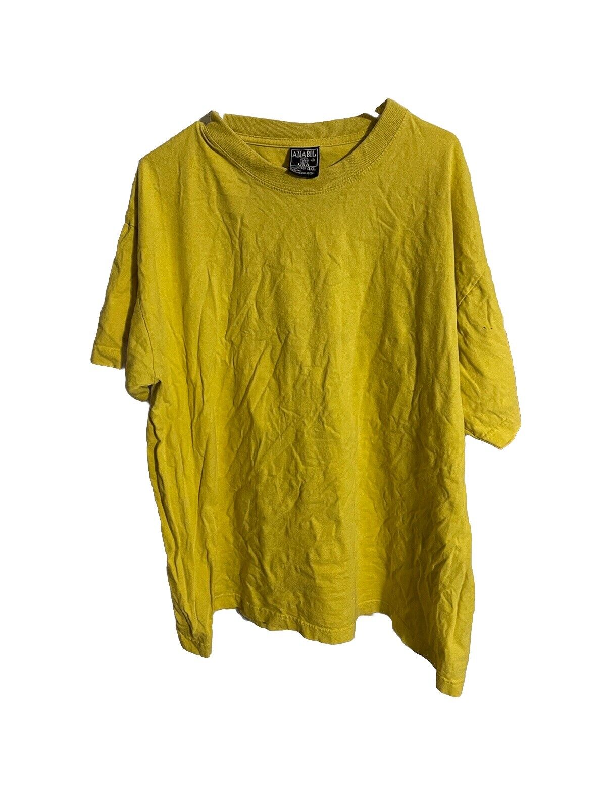 Anabil USA 4XL t shirt in yellow displayed with short sleeves and crew neck style