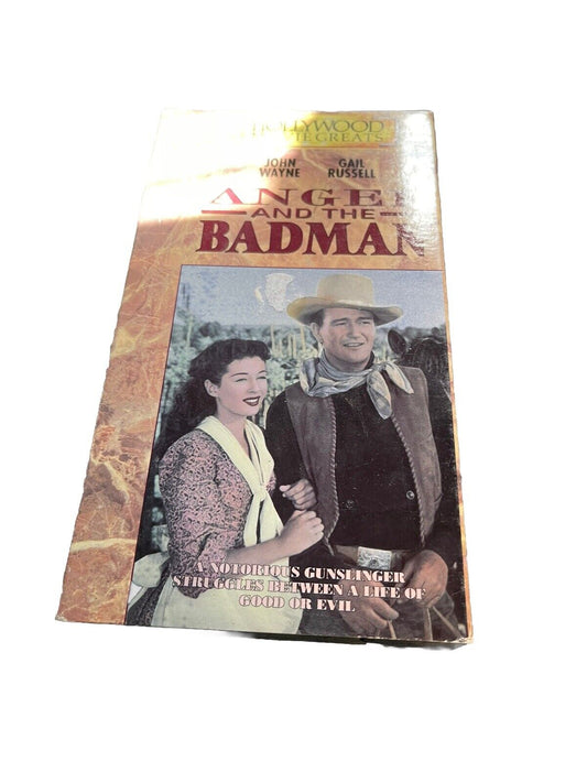 Angel and the Badman VHS tape featuring John Wayne and Gail Russell in classic Western cover