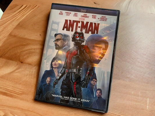 Ant-Man DVD 2015 movie case featuring superhero in suit with cast faces on cover from 1118 Emporium