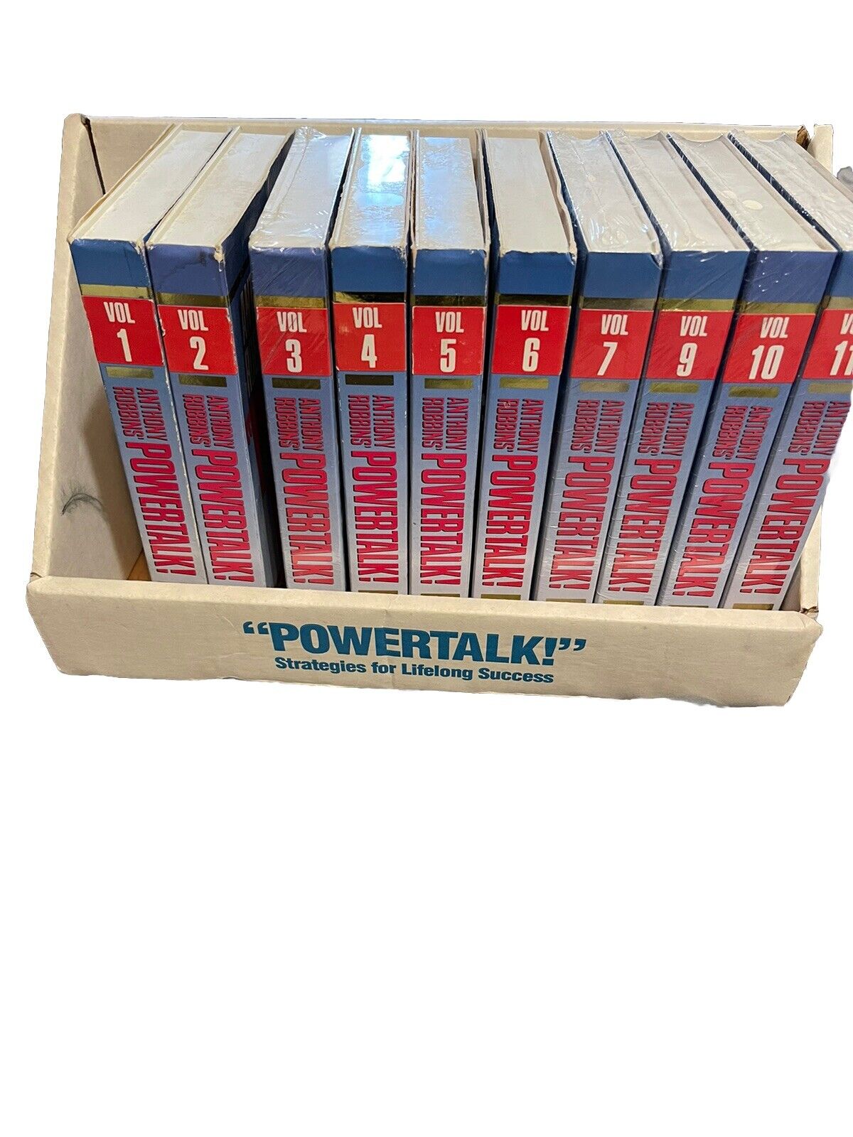 Complete Anthony Robbins PowerTalk cassette set with 12 volumes in original box for lifelong success