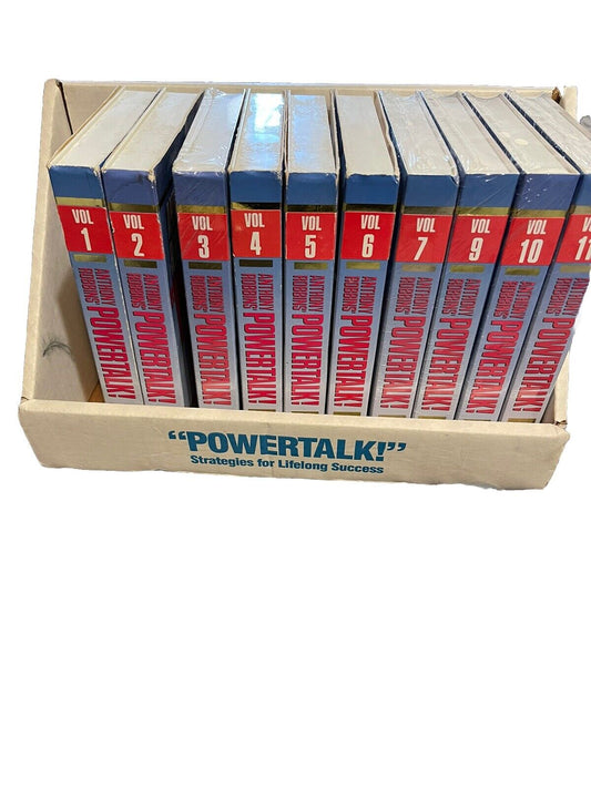 Complete Anthony Robbins PowerTalk cassette set with 12 volumes in original box for lifelong success