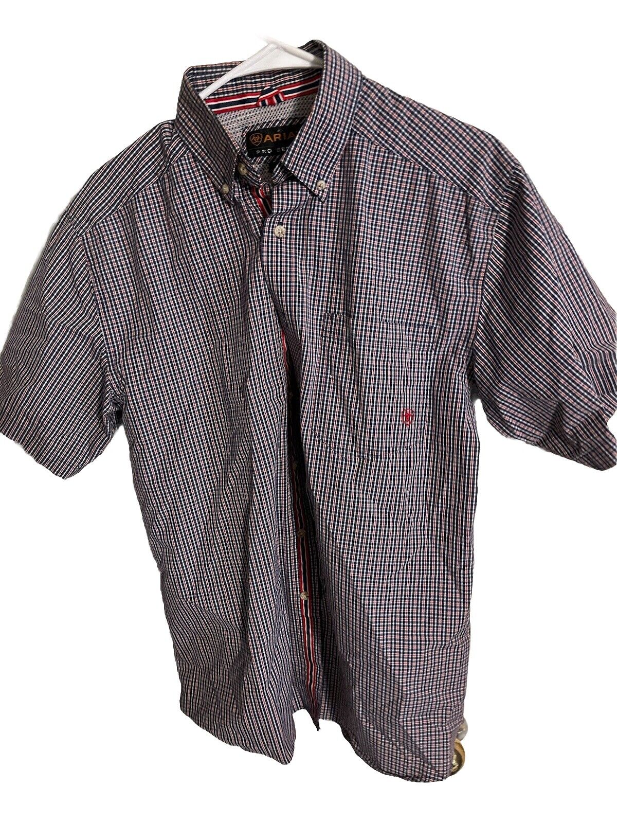 Ariat Pro Series shirt in checkered pattern with short sleeves and button-down collar