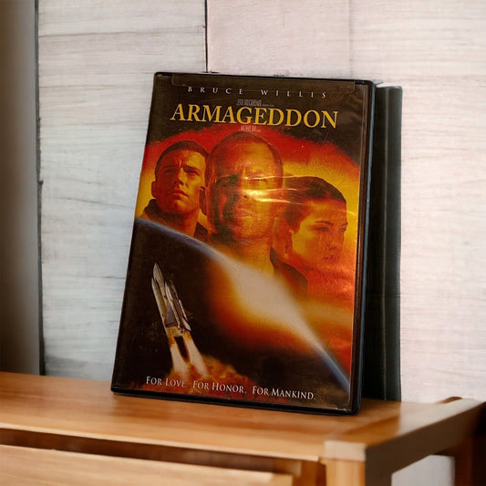 Armageddon 1998 DVD for sale featuring the movie cover with Bruce Willis and space shuttle launch
