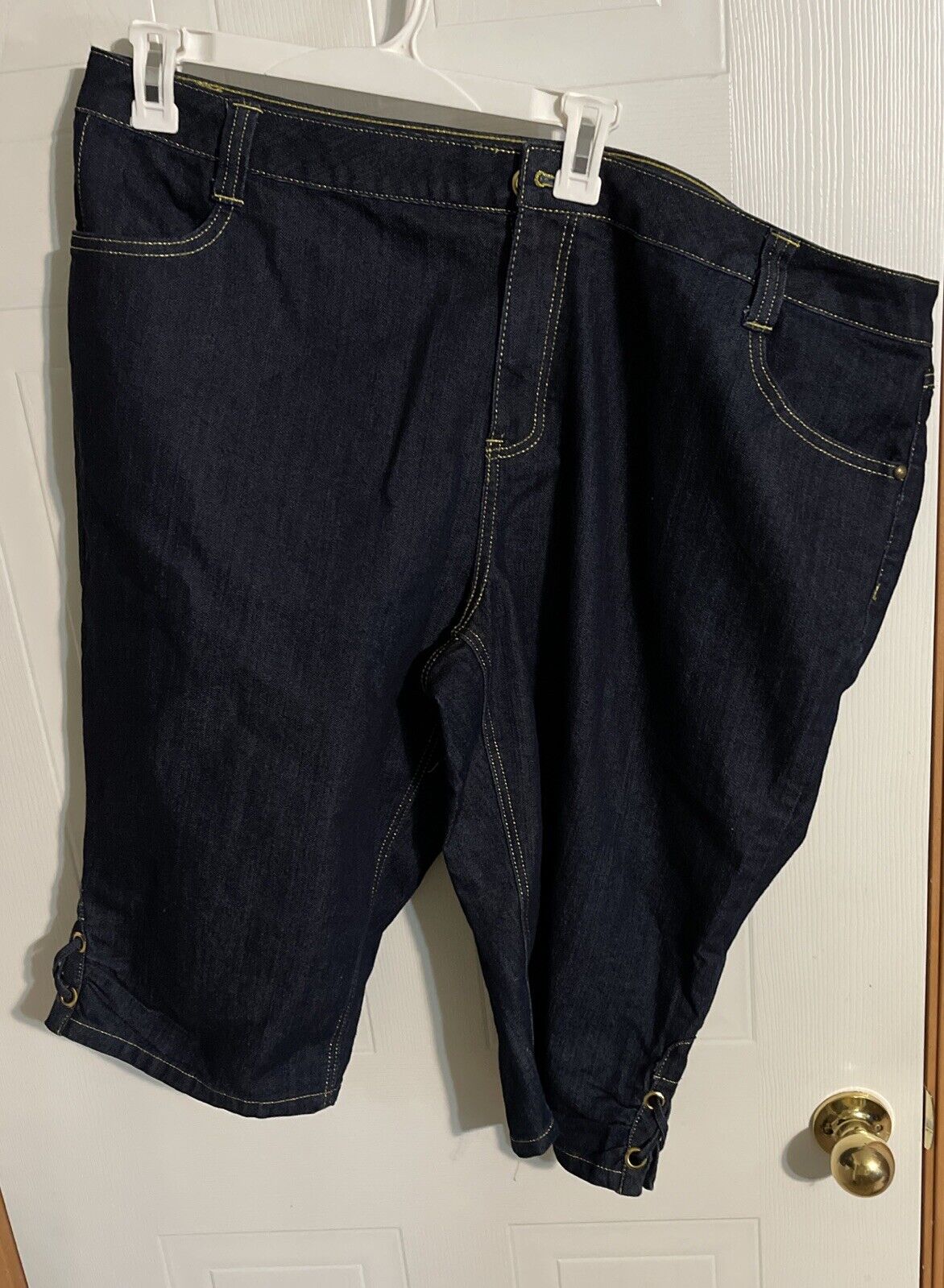 Ashley Stewart jorts 22W dark denim plus size shorts with button details by 1118 Emporium