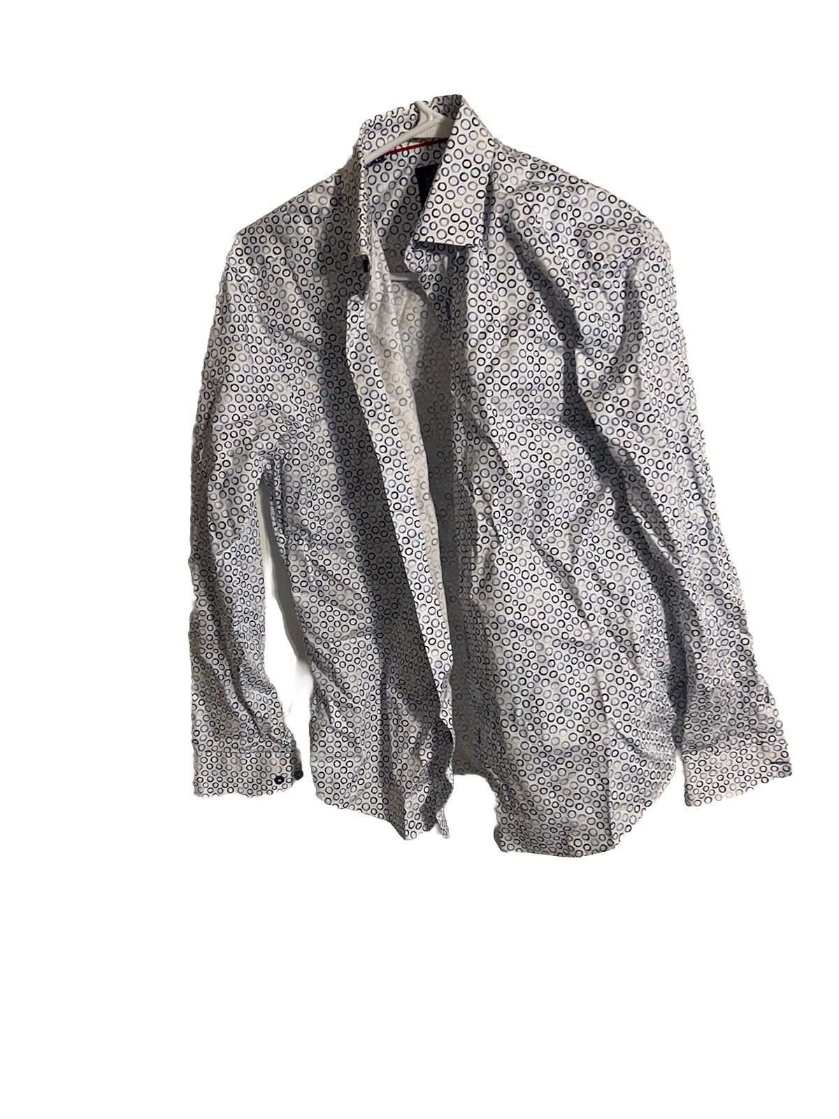 Avenue 21 medium shirt with white base and circular pattern from 1118 Emporium