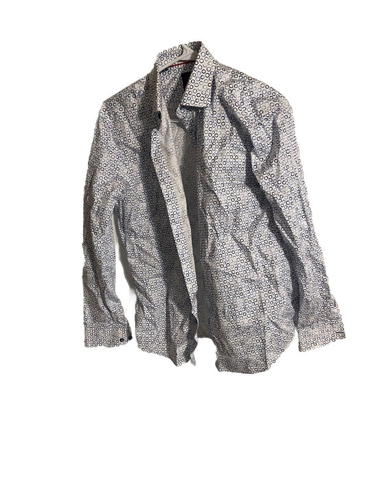 Avenue 21 medium shirt with white base and circular pattern from 1118 Emporium