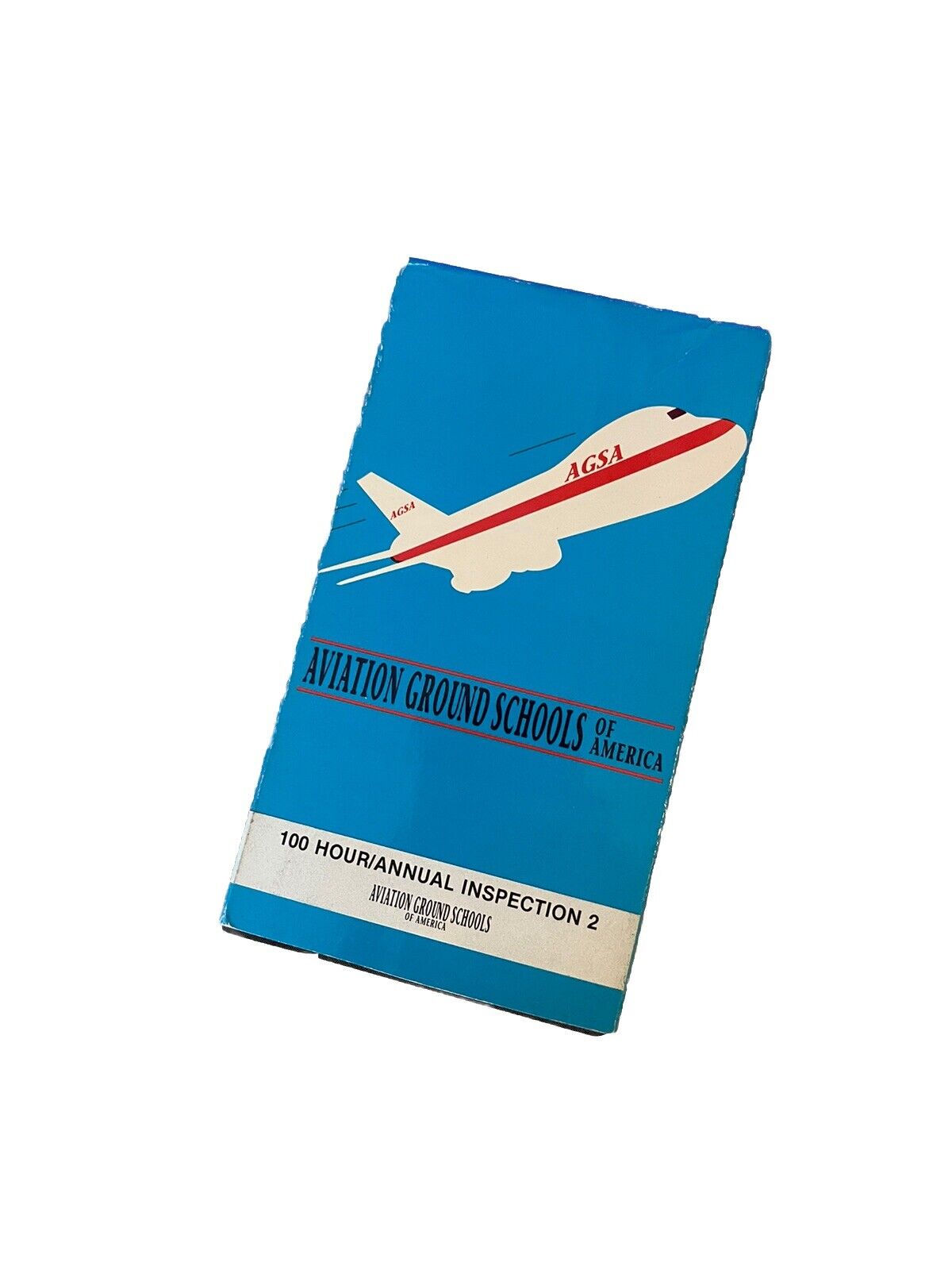 Aviation 100 hour inspection VHS tape from Aviation Ground Schools of America with airplane graphic