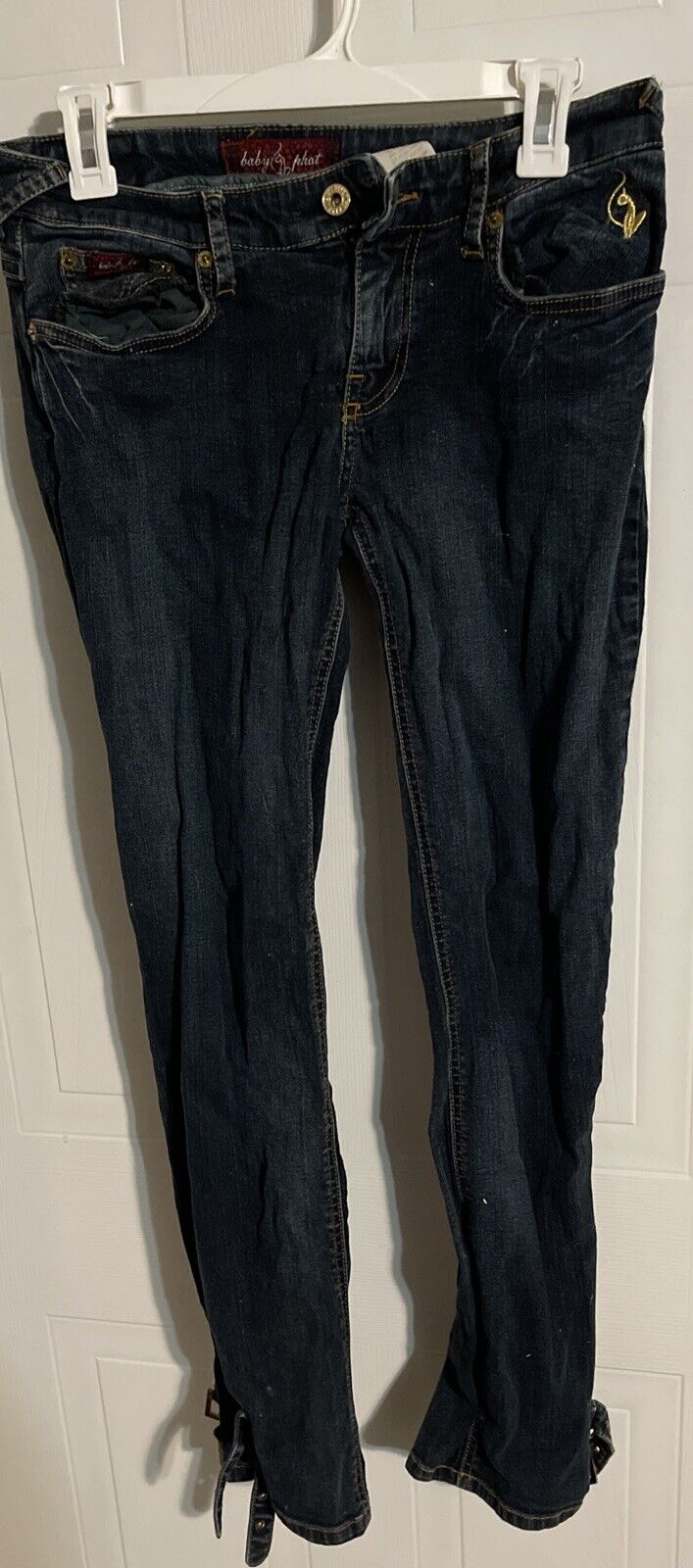 1118 Emporium dark wash Baby Phat ankle jeans with zipper details at the cuffs