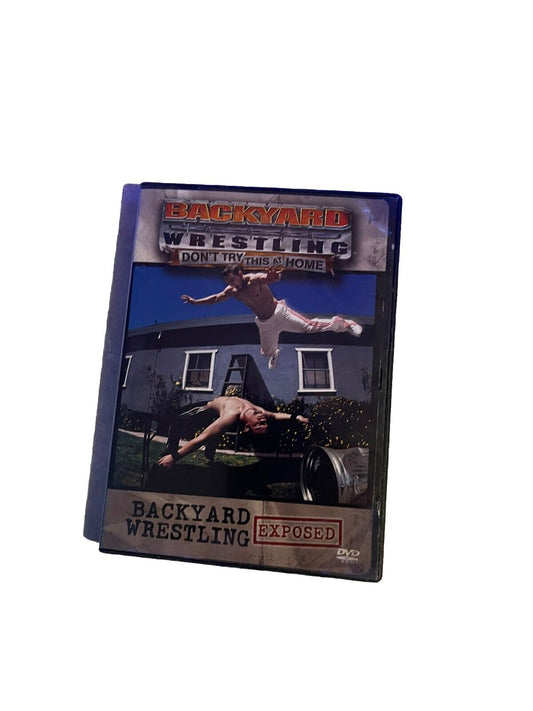 Backyard wrestling DVD featuring intense wrestling action and stunts in a backyard setting