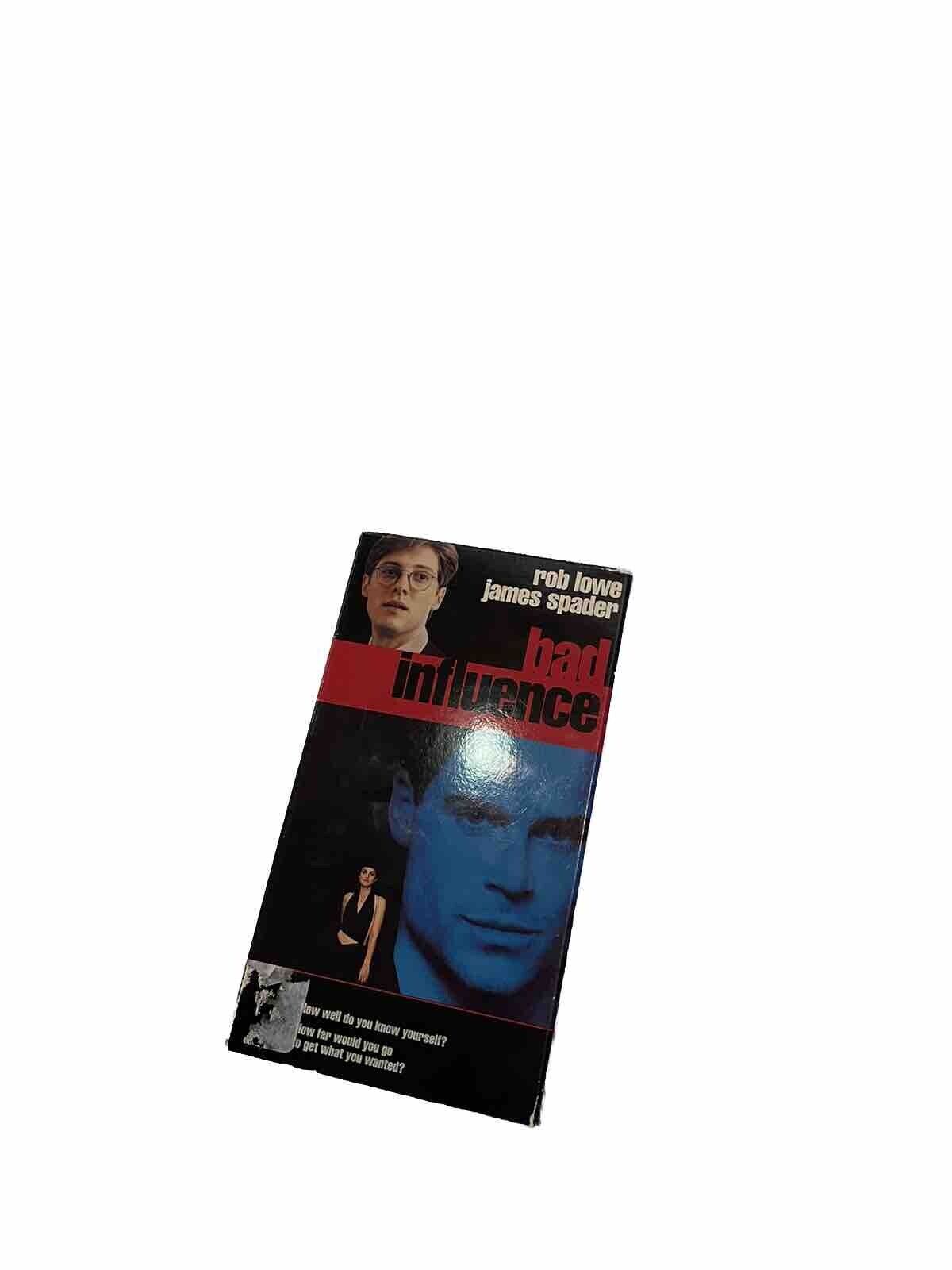 Bad Influence VHS for sale with cover featuring Rob Lowe and James Spader in dramatic design