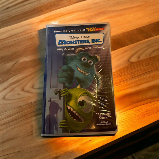 Monsters Inc VHS 2002 Disney Pixar movie cover featuring Mike and Sulley characters