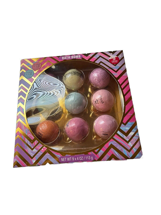 1118 Emporium gift bath bombs for women set with nine colorful scented bath bombs in decorative packaging