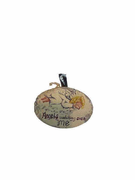 1118 Emporium angel refrigerator magnet with sleeping angel design and text Angels watching over me