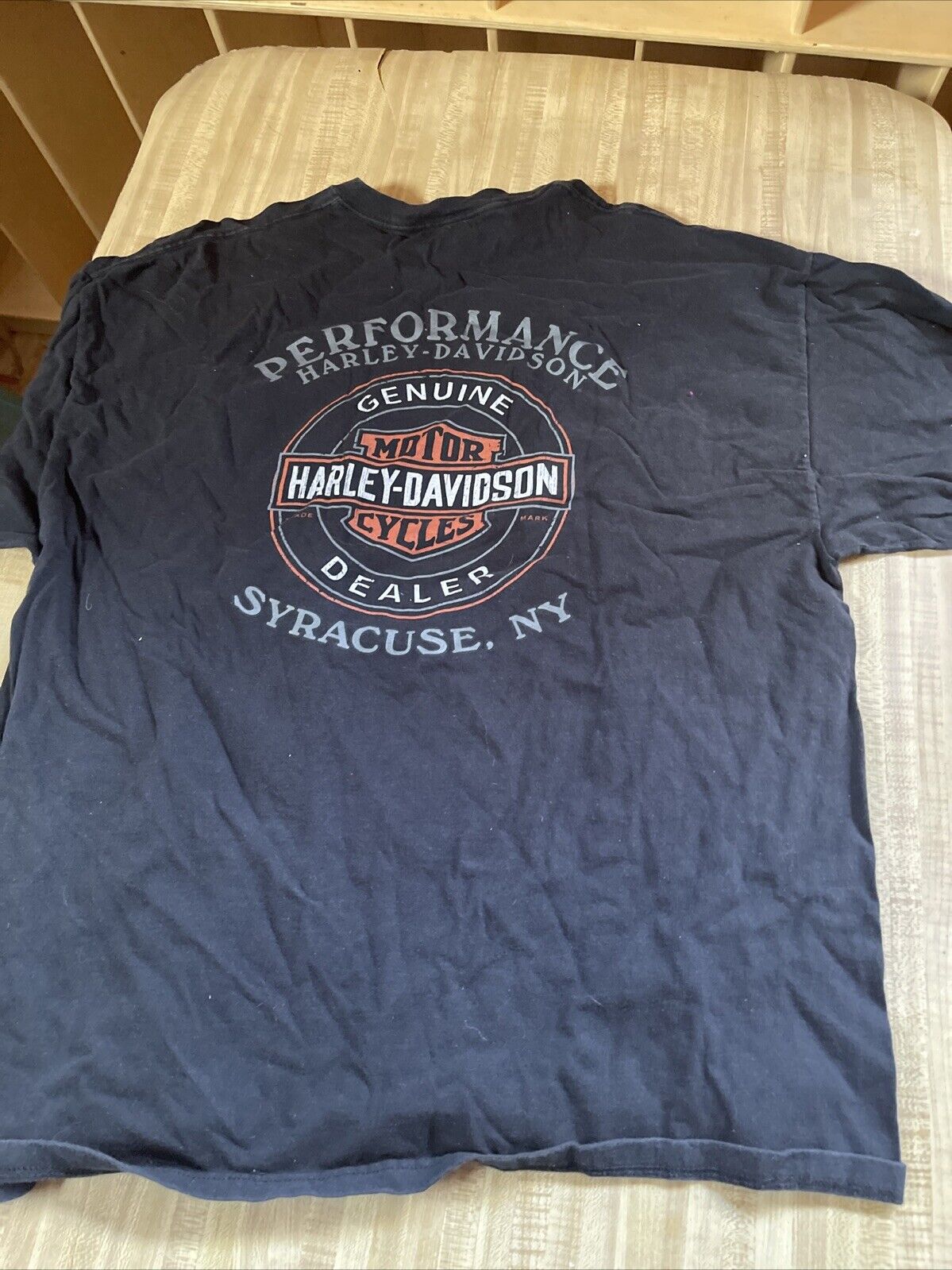 Black Harley Davidson pocket t shirt 3XL with vintage logo and Syracuse NY dealer print on back