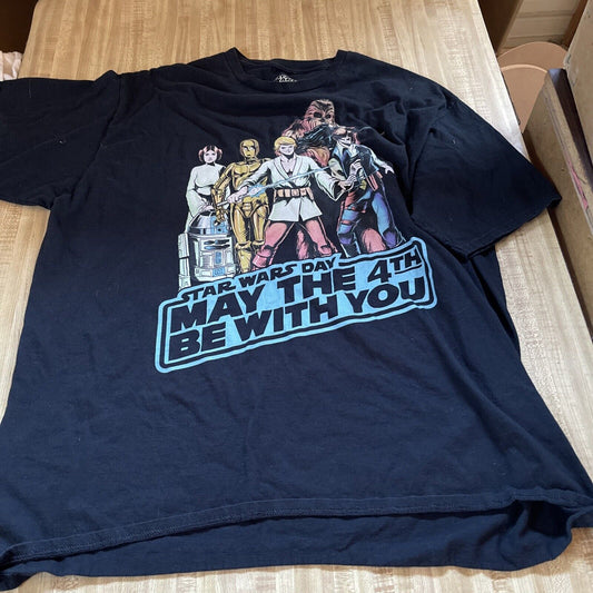 May the 4th Be With You shirt 2XL black Star Wars Day t-shirt featuring iconic characters graphic