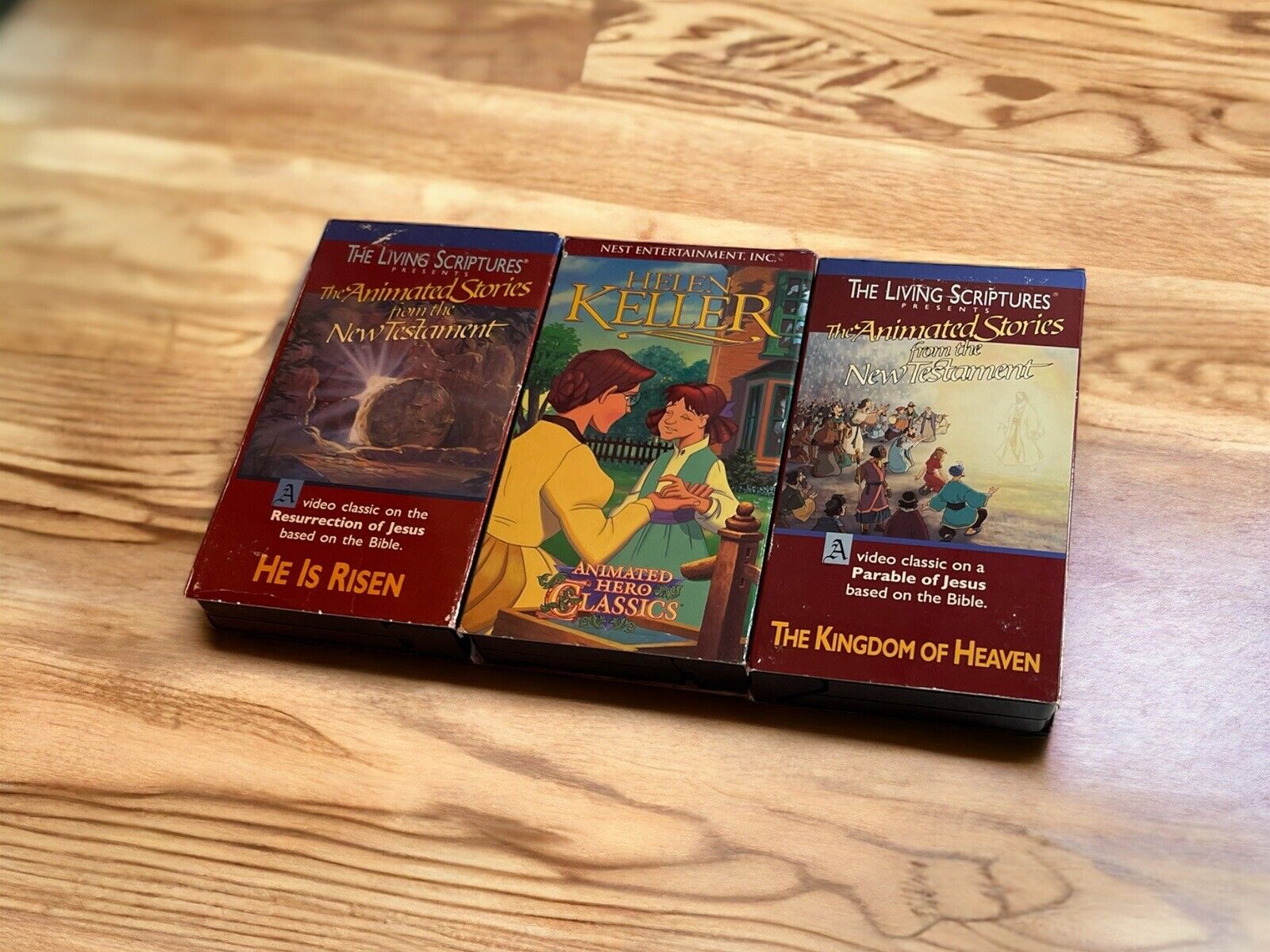 Religious animated VHS lot featuring three classic animated stories from the New Testament