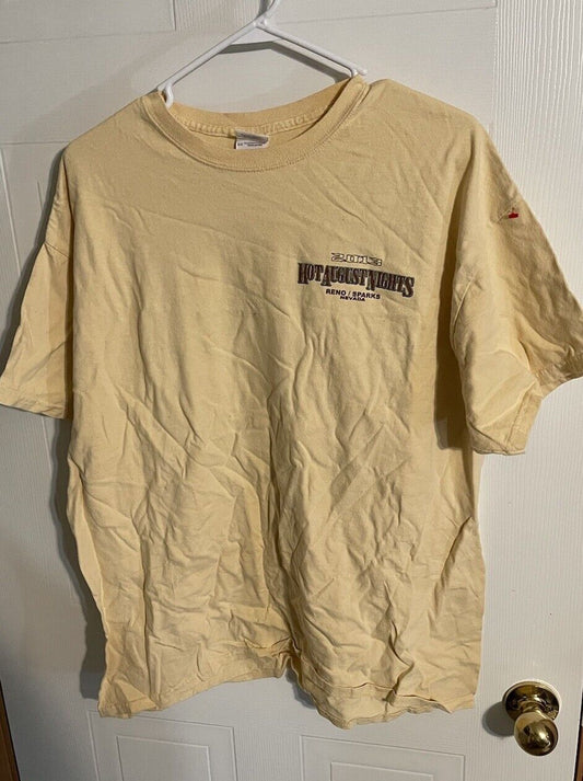 Beige Reno Nevada car show shirt with small chest logo and short sleeves by 1118 Emporium