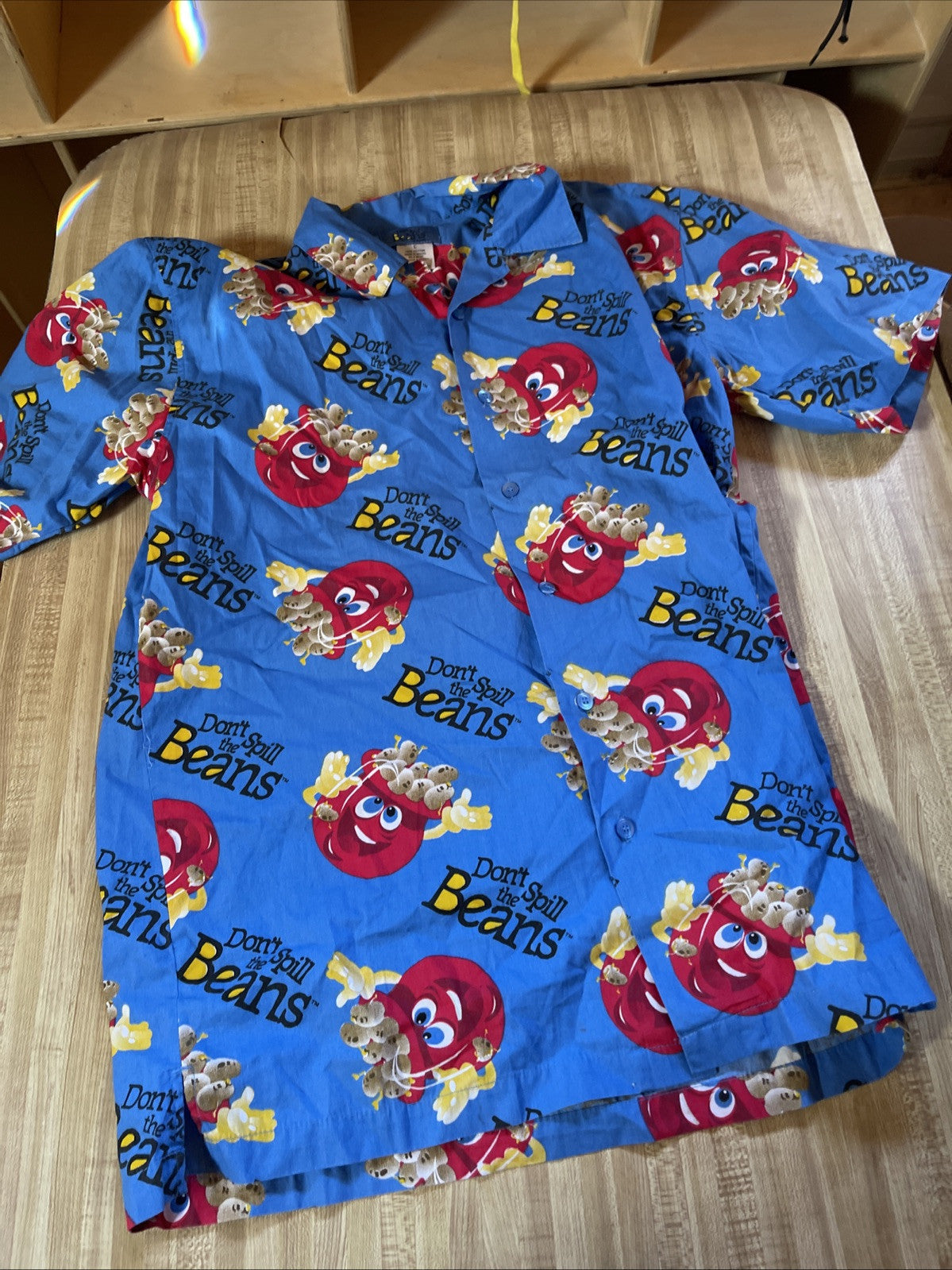 Don’t Spill The Beans All Over Print Button Up Large 