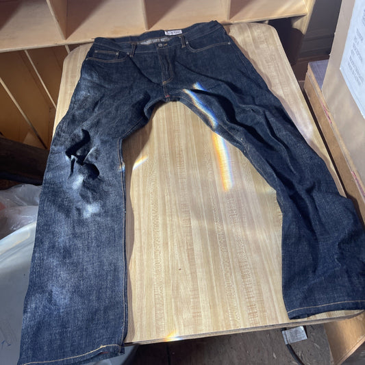 gustin jeans raw selvedge slim button fly 40x30