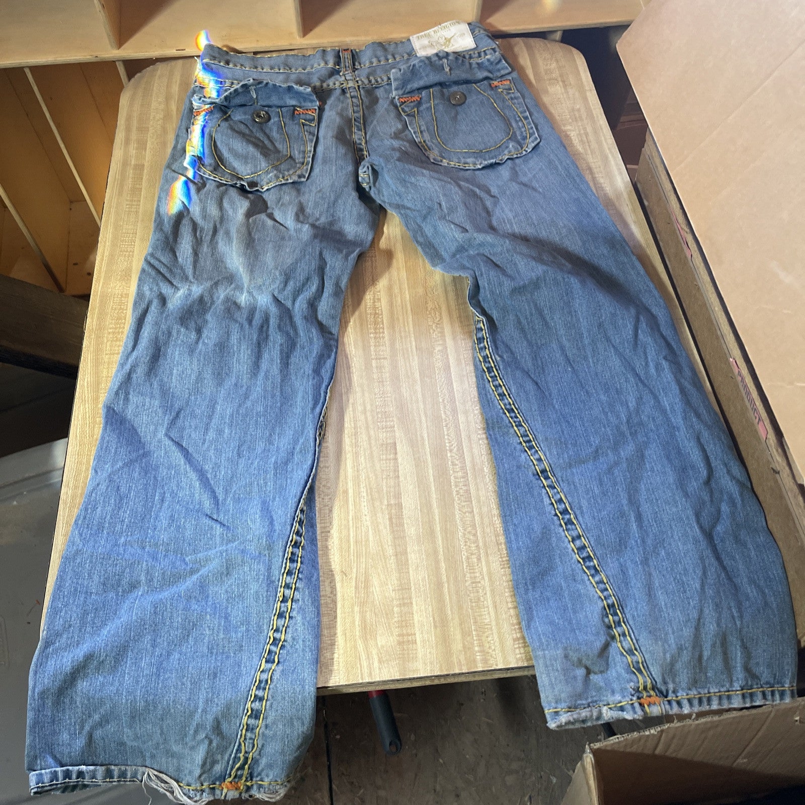 True Religion Joey Super T Jeans 40x32 Wide Leg Flap Pockets