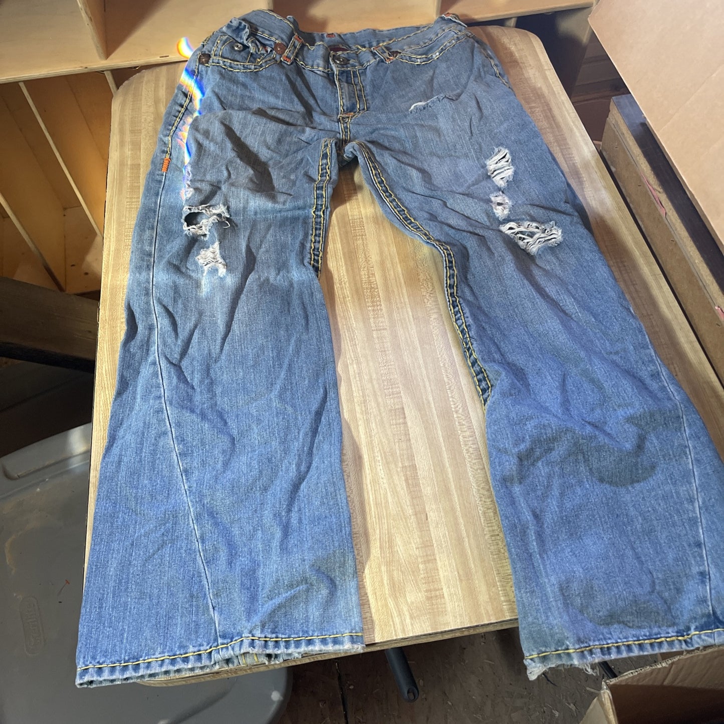 True Religion Joey Super T Jeans 40x32 Wide Leg Flap Pockets