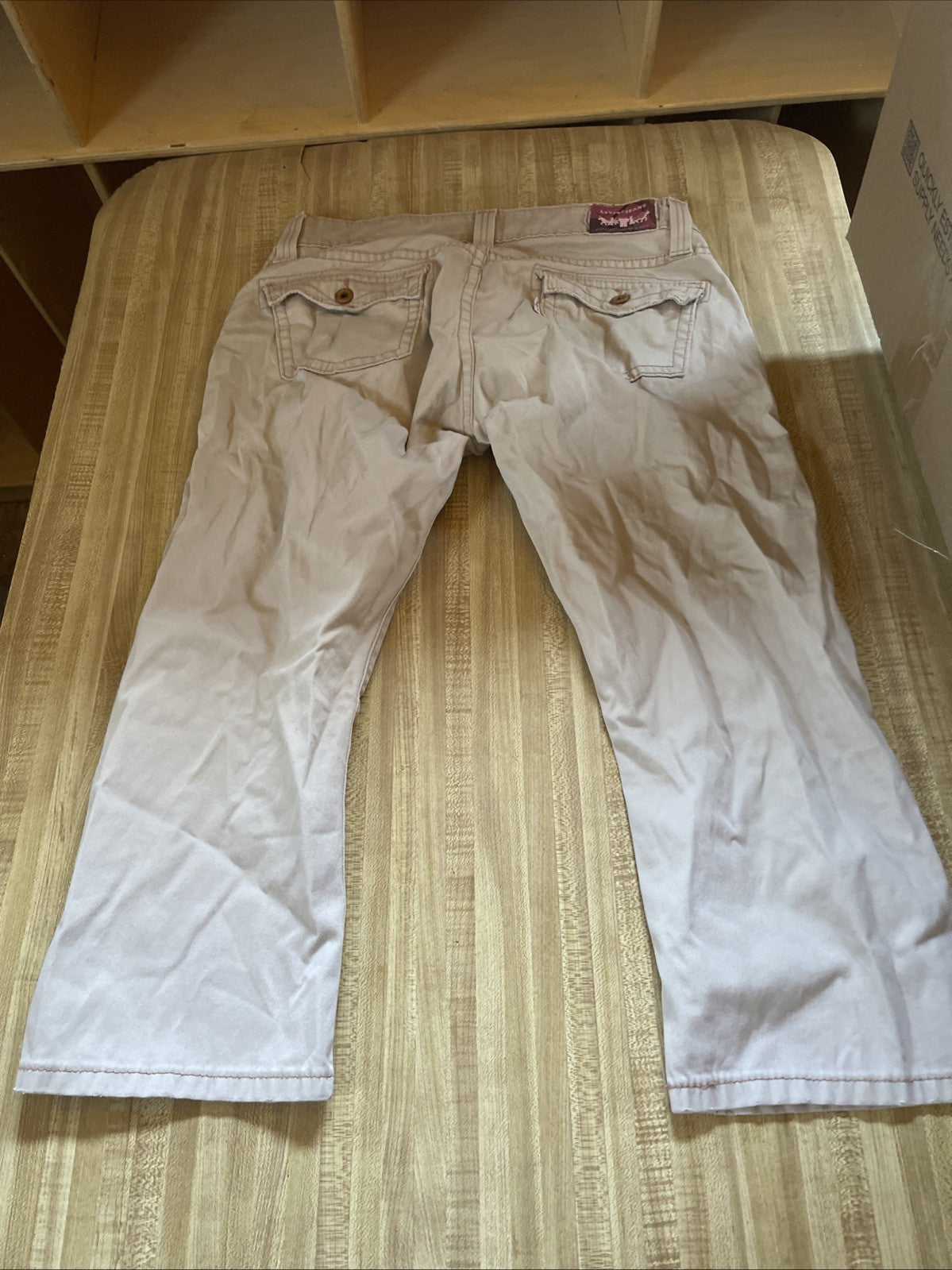 Levis 542 Low Jeans Womens Size 12 Light Beige Straight Cotton Stretch Casual