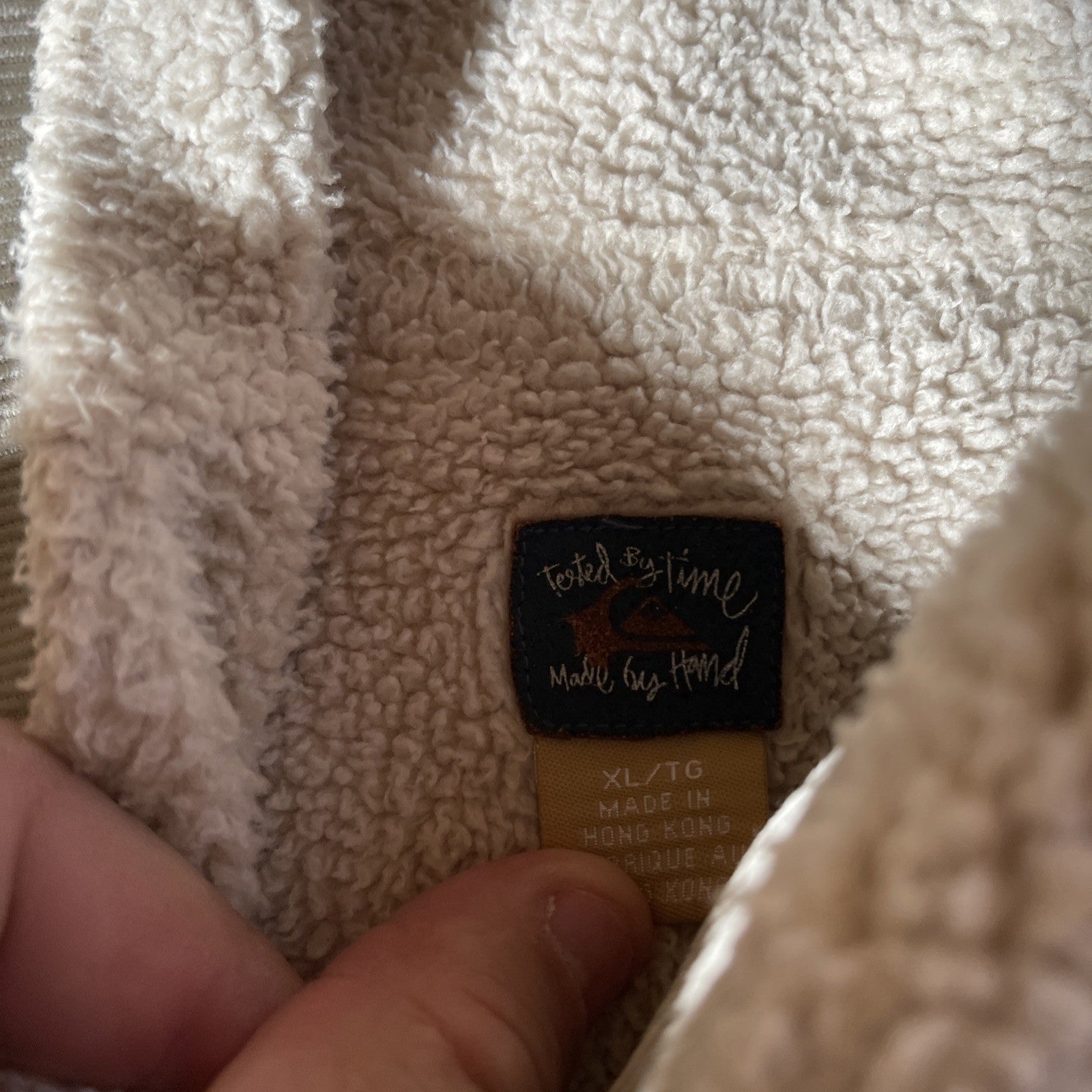 Vtg Quicksilver Sz XL Tan Corduroy Tested By Time Jacket Sherpa Lined Coat Y2K