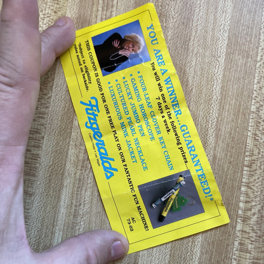Fitzgerald’s Casino Coupon From 1989