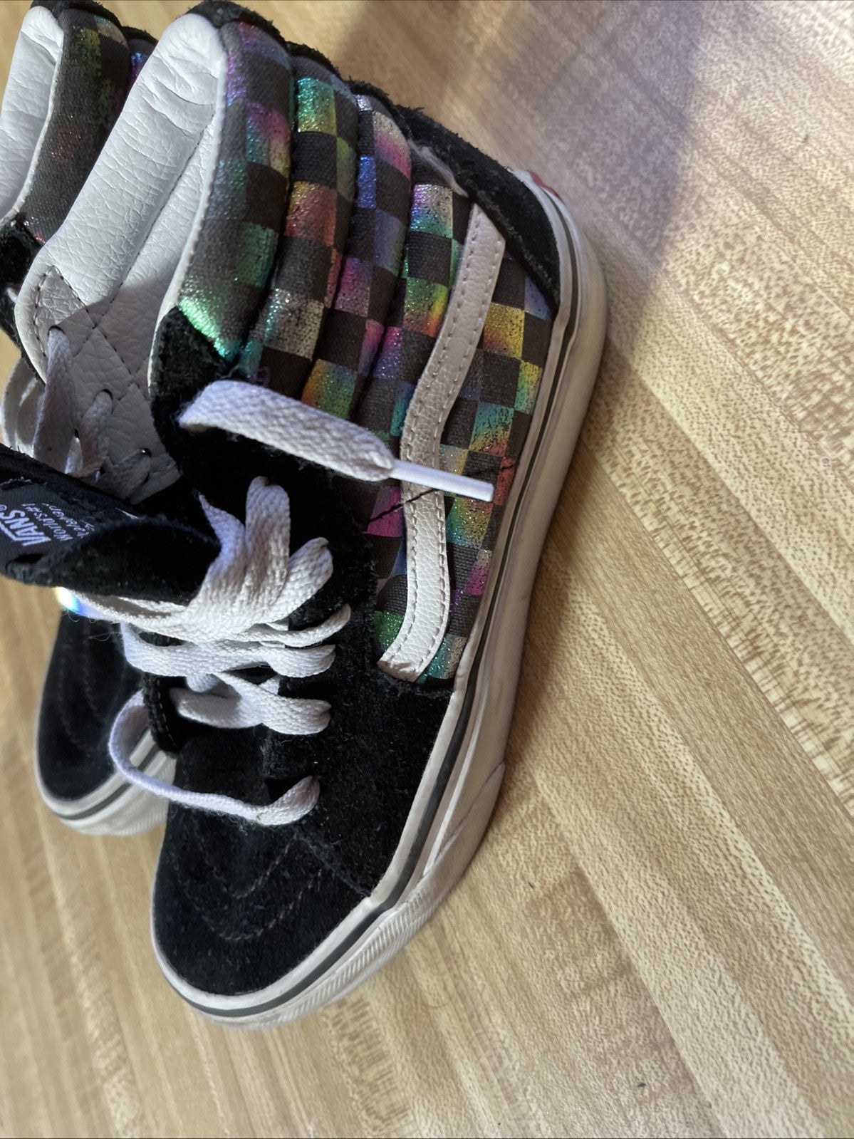 vans iridescent checkerboard Kids 1.5 High Tops 