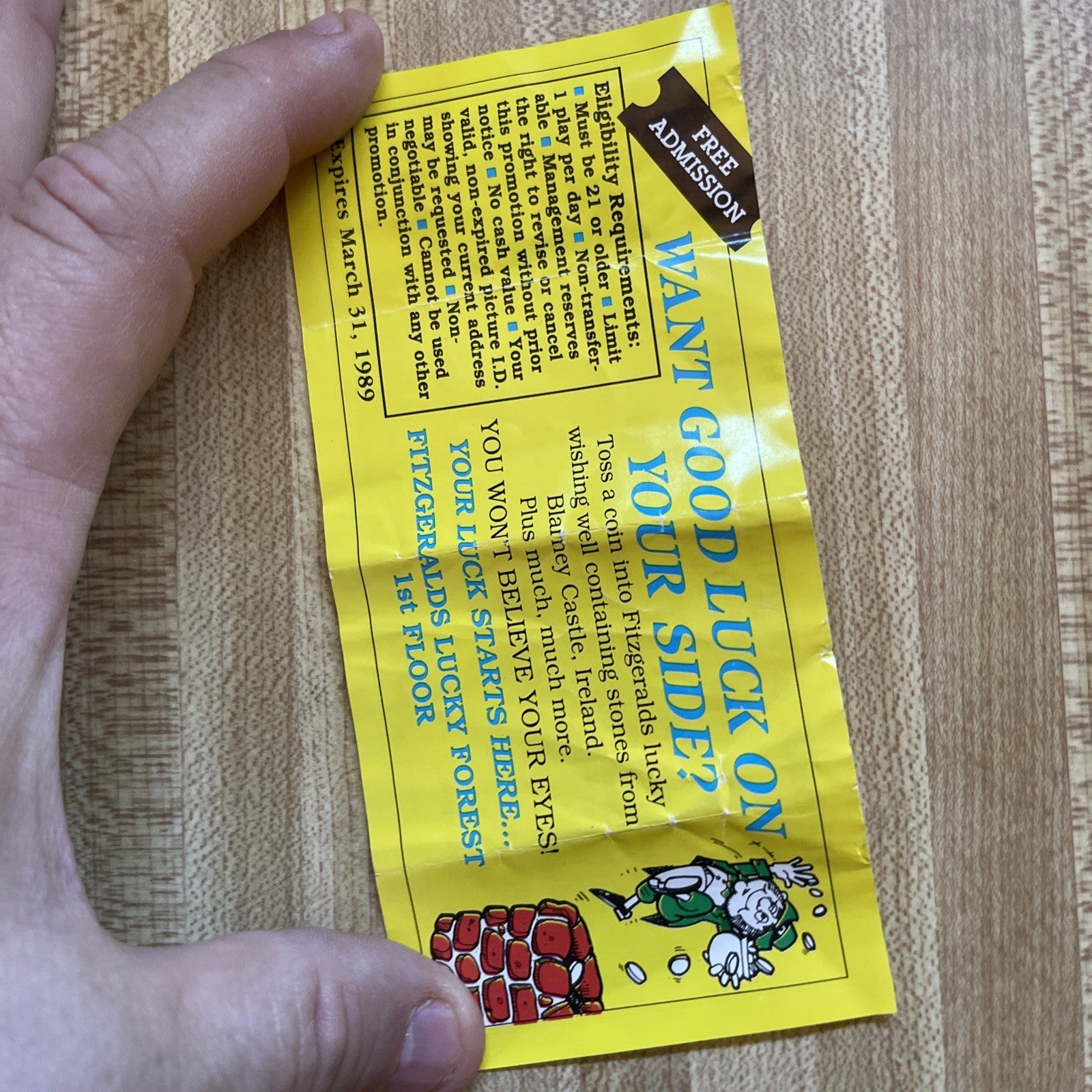 Fitzgerald’s Casino Coupon From 1989