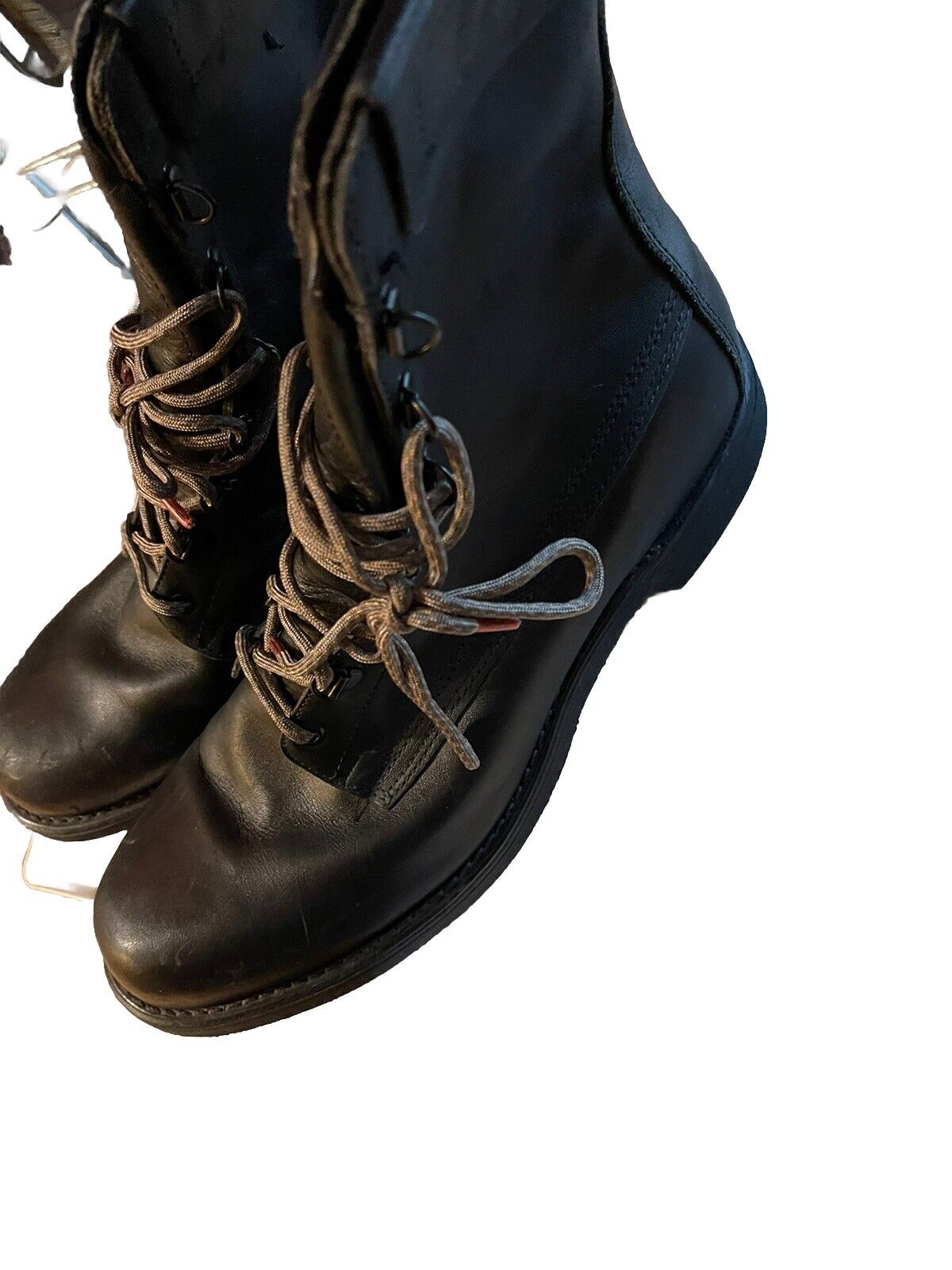 Black leather vintage Addison combat boots with laces and sturdy soles from 1118 Emporium