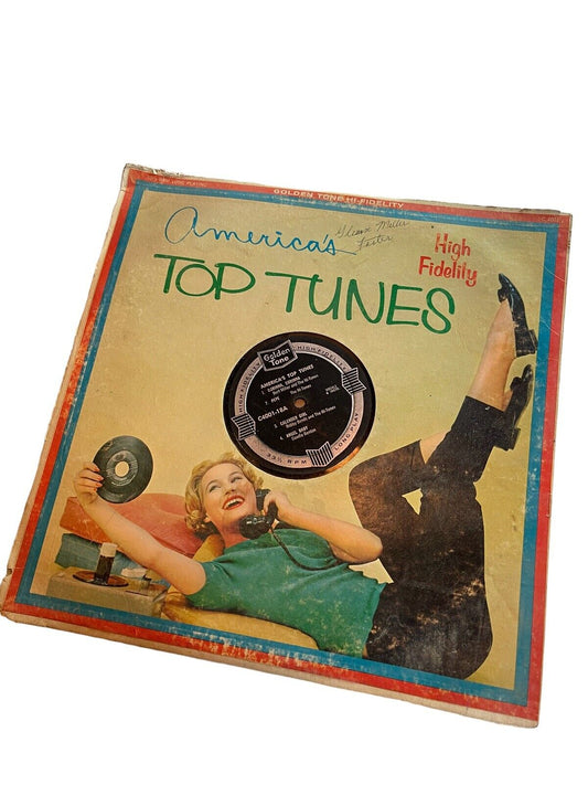 Vintage American vinyl records album cover featuring a woman reclining with a phone and record