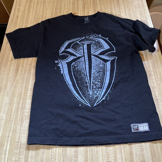 WWE Roman Reigns shirt medium in black with large silver logo on front and WWE Authentic Wear label